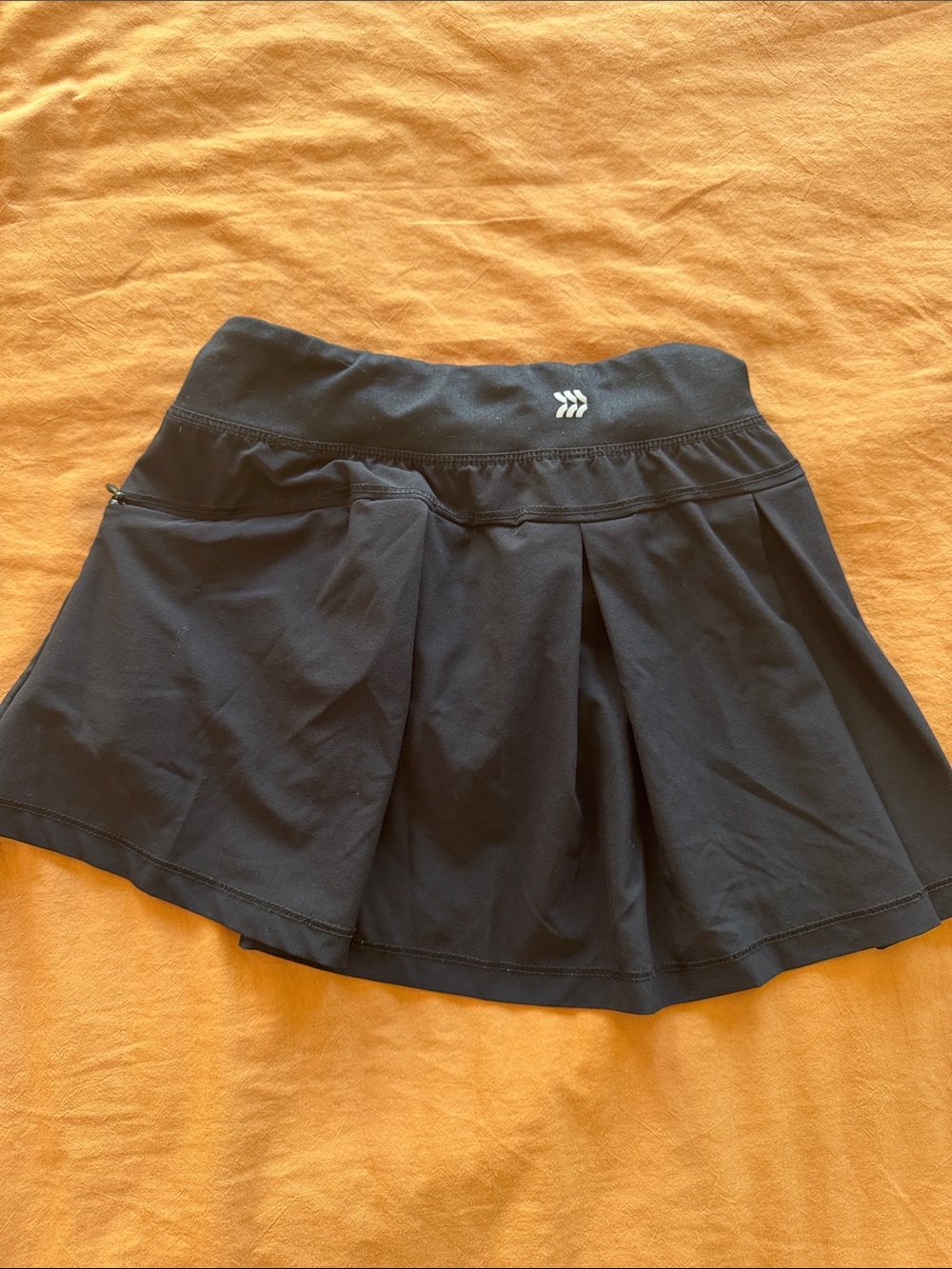 Black Athletic Skort with pleating in back